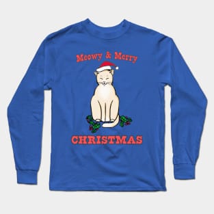 Meowy & Merry Christmas - Cute Cat Design Long Sleeve T-Shirt